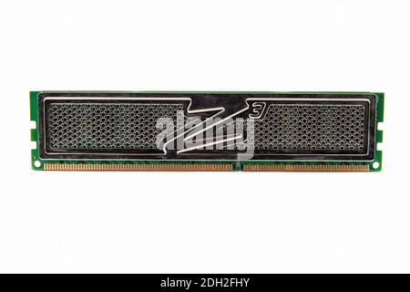 RAM for PC, isolated on white. Memory module close-up Stock Photo