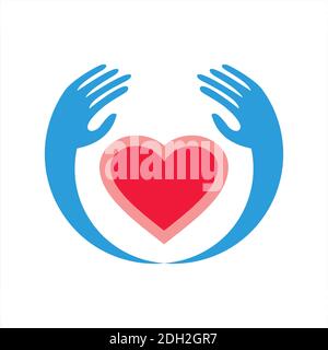 abstract two hand with love icon logo vector flat concept design Stock Vector