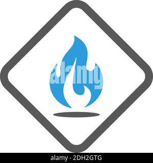 blue fire energy flat icon logo flat vector concept design Stock Vector