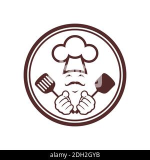 chef abstract kitchener cooky icon logo vector design concept Stock Vector