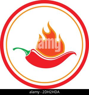 chilli hot spicy icon logo flat vector concept design Stock Vector