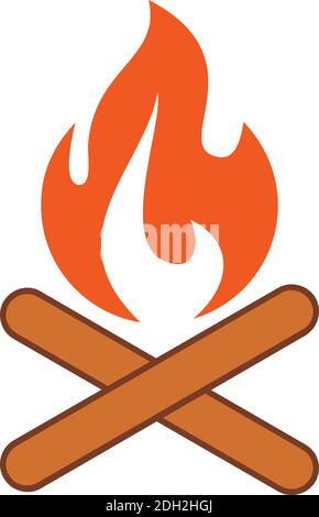 bonfire camp fire icon flat logo vector concept design Stock Vector