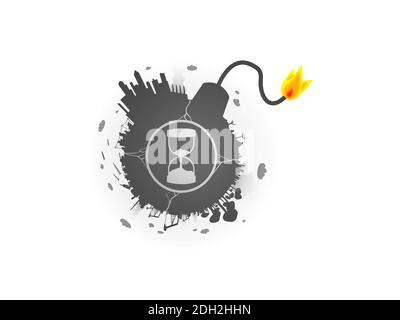 Bomb with an hourglass on a white background - 3d rendering Stock Photo