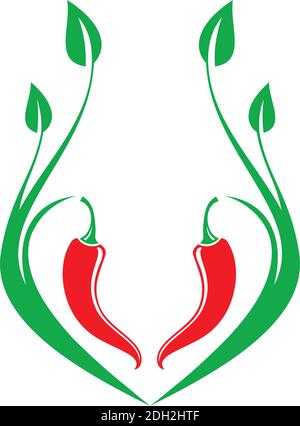 chilli plantation flat icon logo flat vector concept design Stock Vector