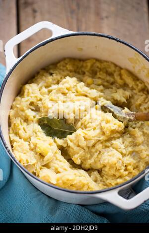 Polish cabbage with yellow peas - Polish Christmas eve dish Stock Photo