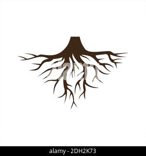 felled trees root icon flat logo vector Stock Vector