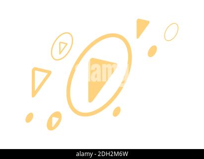 Isometric video icon, splash screen with arrow to start webinar Stock Vector
