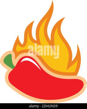 hot spicy red chilies icon flat logo vector concept Stock Vector