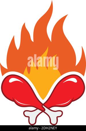 hot spicy chicken icon flat logo vector concept design Stock Vector