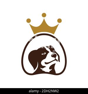 king dog pets vector logo icon vector concept design Stock Vector