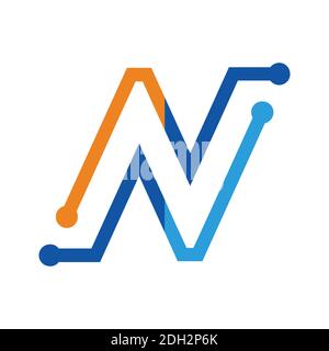 letter N abstract connection power logo icon concept graphic vector design Stock Vector