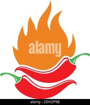 hot chilies spicy red chilies icon flat logo vector concept design Stock Vector