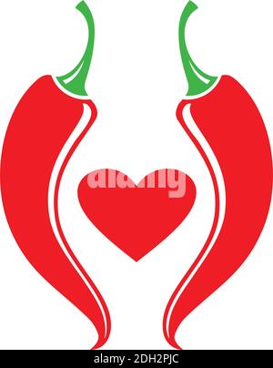 love red chilies icon flat logo vector concept design Stock Vector