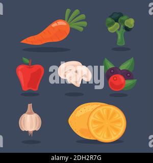 bundle of fruits and vegetables icons Stock Vector Image & Art - Alamy