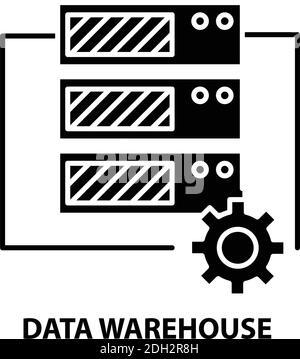 data warehouse icon, black vector sign with editable strokes, concept illustration Stock Vector