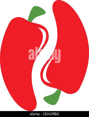 red chilies flat icon flat logo vector concept design Stock Vector