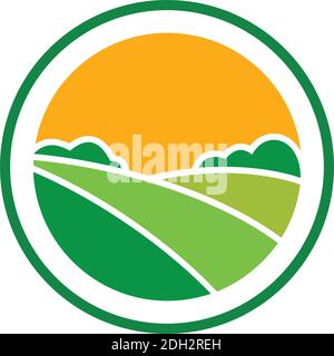 plantation farm estate icon flat logo vector concept design Stock Vector