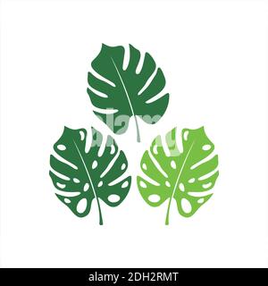three green leaves icon logo vector flat concept design Stock Vector