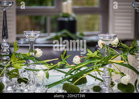 Beautifully decorated festive table Stock Photo