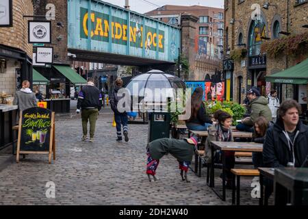 Shoppers and tourists in Camden Market. Stock Photo