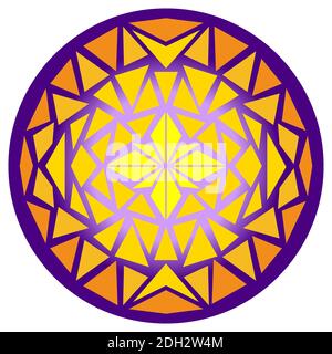 Glowing ball. Mosaic circle. Kaleidoscope pattern. Isolated vector illustration on a white background. Stock Vector