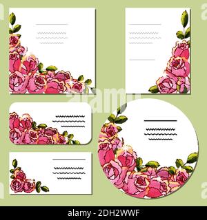 Vector hand drawn rose template. Excellent for gift boxes, Stock Vector