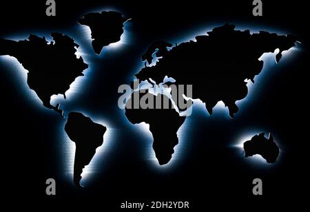 world map with back led lights Stock Photo