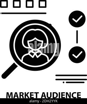 market audience icon, black vector sign with editable strokes, concept illustration Stock Vector