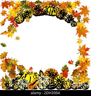 autumn pattern leaves acorns and pumpkins illustration Stock Vector ...