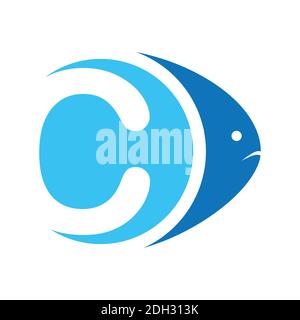 abstract fish letter c logo icon icon vector design concept Stock Vector