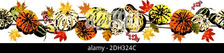 Autumn seamless pattern of autumn elements isolated on white background. Stock Vector