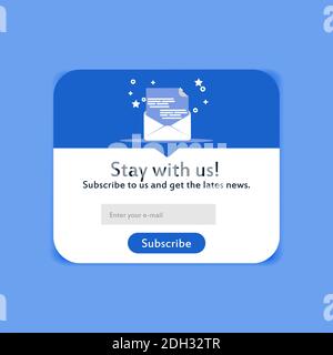 Popup modern subscription form design. Creative menu for followers. Mailing letters website page vector illustration Stock Vector