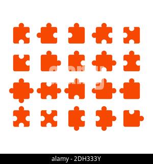 Puzzle pieces set of different shapes. Jigsaw pieces collection of connections vector illustration icon Stock Vector