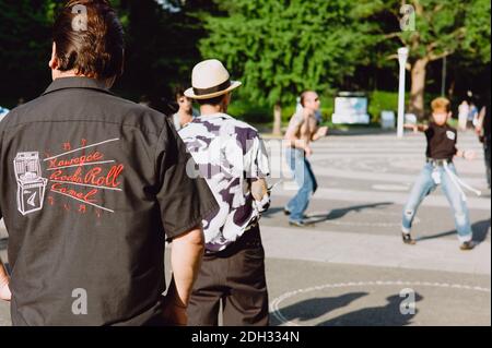 rockabilly dancers. A japanese group of rockabilly dancers meets in yoyogi park to dance Stock Photo