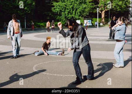 rockabilly dancers. A japanese group of rockabilly dancers meets in yoyogi park to dance Stock Photo