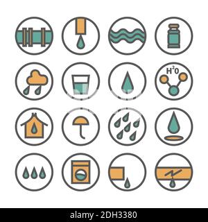 Variety of water set icon. Collection of water icons in flat line style vector illustration isolated on white background Stock Vector