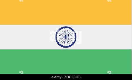 Flat Design of National Flag of India. A horizontal Tricolor triband Stock Vector
