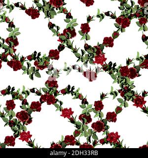 Vector heart frame of red roses flowers isolated on a white background. Romantic greeting postcard template. Suitable for weddings, lovers. Save the d Stock Vector