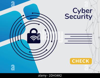 cyber security infographic with wifi and padlock in earth planet vector ...