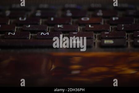 View of dusty keypad of a old laptop Stock Photo