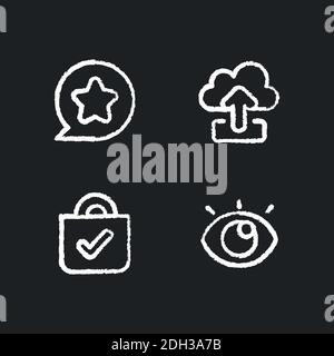 Interface for better usability chalk white icons set on black background Stock Vector