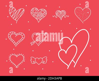 bundle of hearts love line style icons vector illustration design Stock Vector