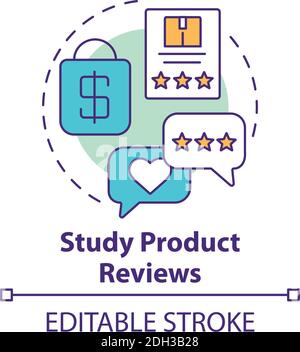 Studying product reviews concept icon Stock Vector