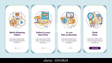 Informed customer tips onboarding mobile app page screen with concepts Stock Vector