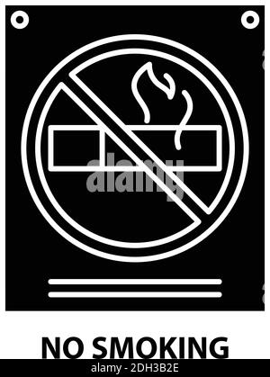 no smoking icon, black vector sign with editable strokes, concept illustration Stock Vector