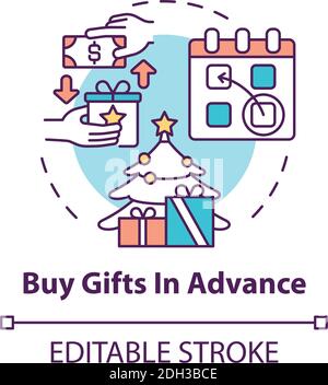 Buying gifts in advance concept icon Stock Vector