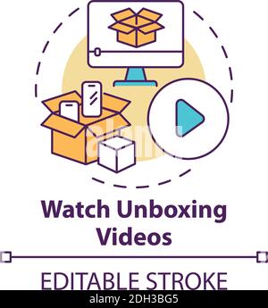 Watching unboxing videos concept icon Stock Vector
