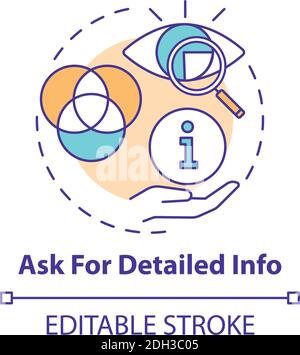 Asking for detailed info concept icon Stock Vector