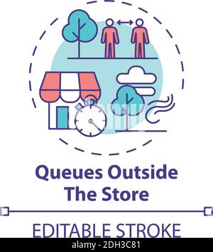 Queues outside store concept icon Stock Vector