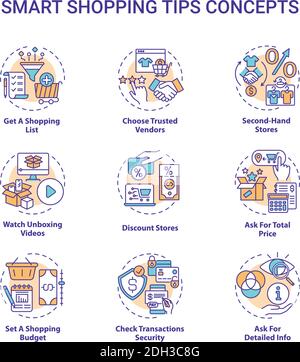 Smart shopping tips concept icons set Stock Vector Image & Art - Alamy
